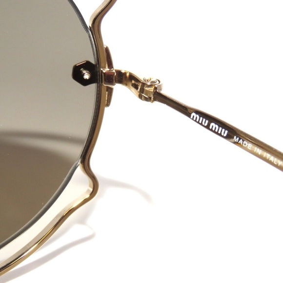 Miu Miu MiuMiu 50S 50 ZVN-1C0 Antique Gold Mirror Gold Sunglasses MU50SS
